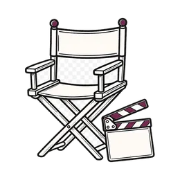 Een regisseursstoel met filmklapbord.